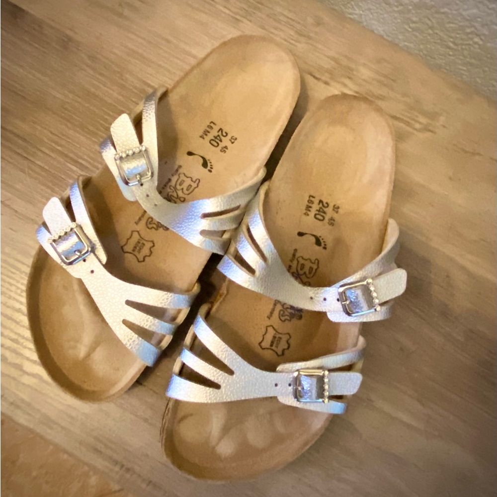 Birkenstock Silver Strappy Sandals